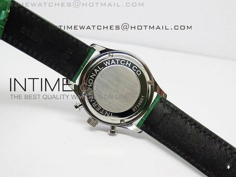 Portuguese 40mm Chrono SS Green Dial on Leather Strap A7750