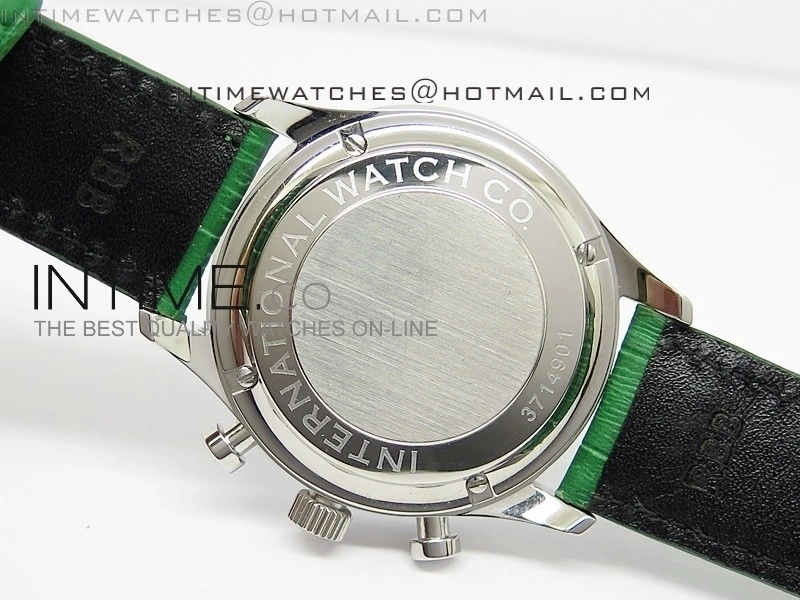 Portuguese 40mm Chrono SS Green Dial on Leather Strap A7750
