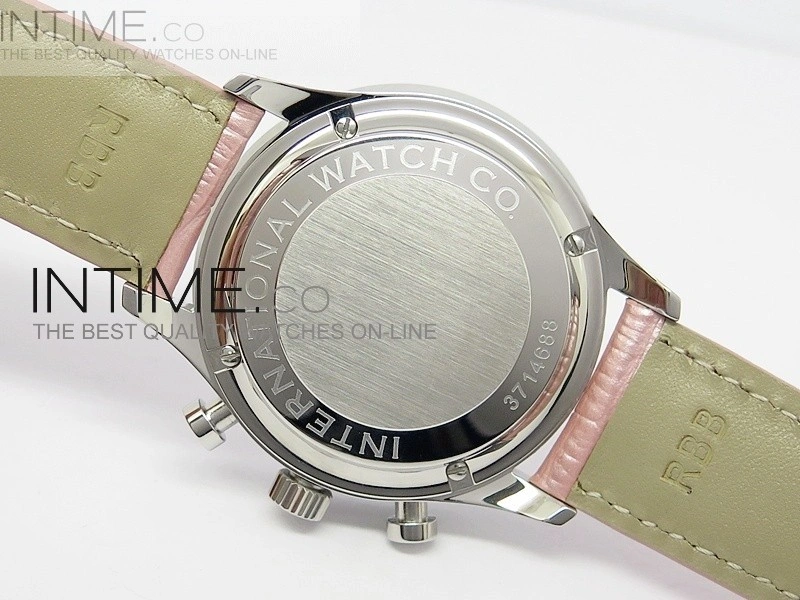 Portuguese 40mm Chrono SS Pink MOP Dial on Pink Leather Strap A7750
