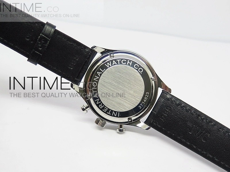 Portuguese 40mm Chrono SS White Dial Sliver Number on Leather Strap A7750