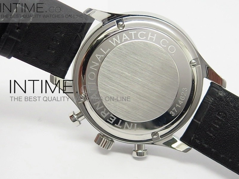 Portuguese 40mm Chrono SS White Dial Sliver Number on Leather Strap A7750