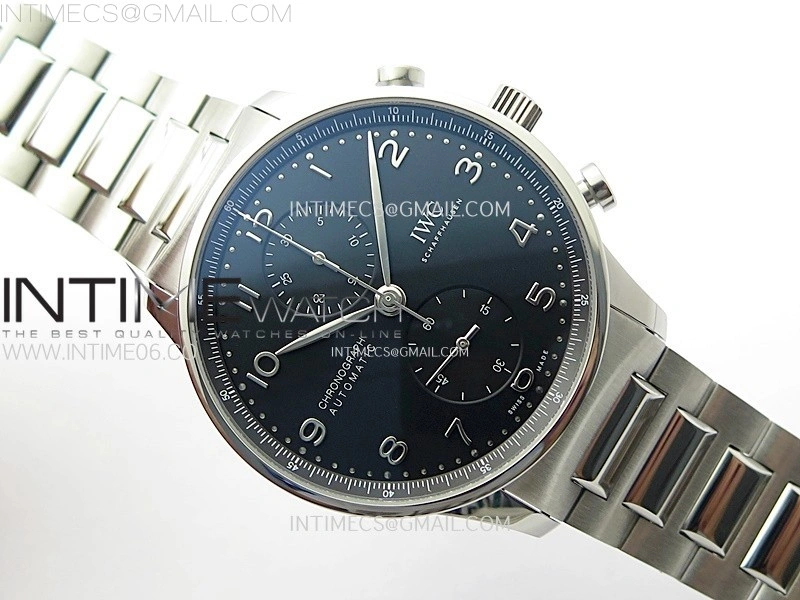 Portuguese IW371609 SS ZF 1:1 Best Edition Black Dial on SS Bracelet A96355