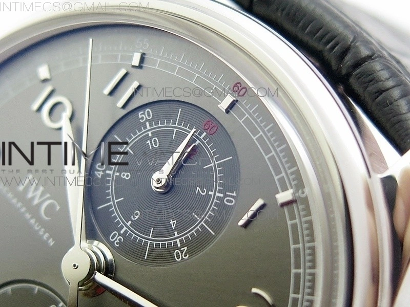 Portuguese IW390404 SS ZF 1:1 Best Edition Gray Dial A7750 On Black Leather Strap