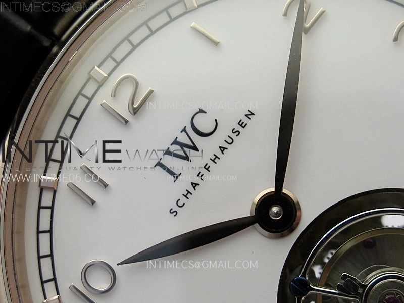 Portuguese Tourbillon RG AXF White Dial RG Numbers on Black Leather Strap