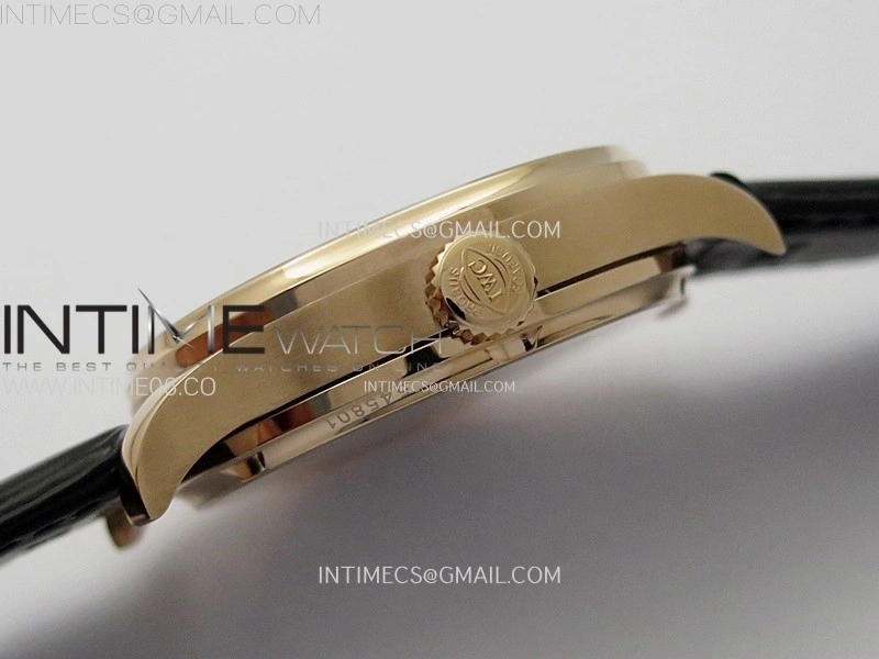 Portuguese Tourbillon RG AXF White Dial RG Numbers on Black Leather Strap