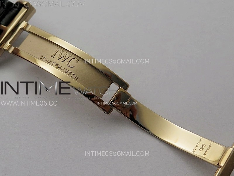 Portuguese Tourbillon RG AXF White Dial RG Numbers on Black Leather Strap