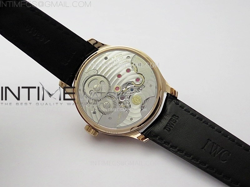 Portuguese Tourbillon RG AXF White Dial RG Numbers on Black Leather Strap