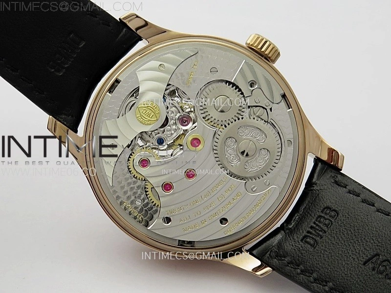 Portuguese Tourbillon RG AXF White Dial RG Numbers on Black Leather Strap