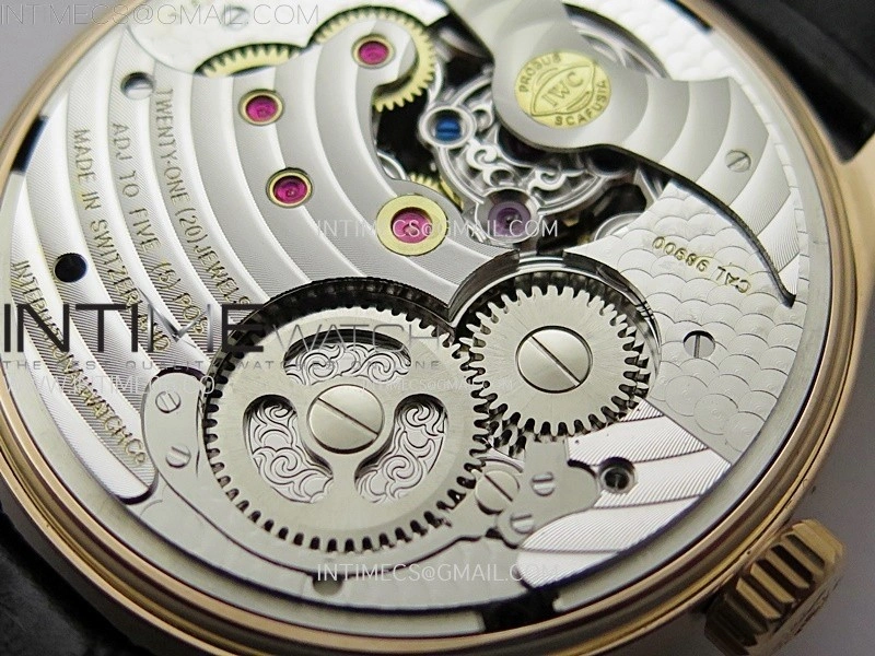 Portuguese Tourbillon RG AXF White Dial RG Numbers on Black Leather Strap