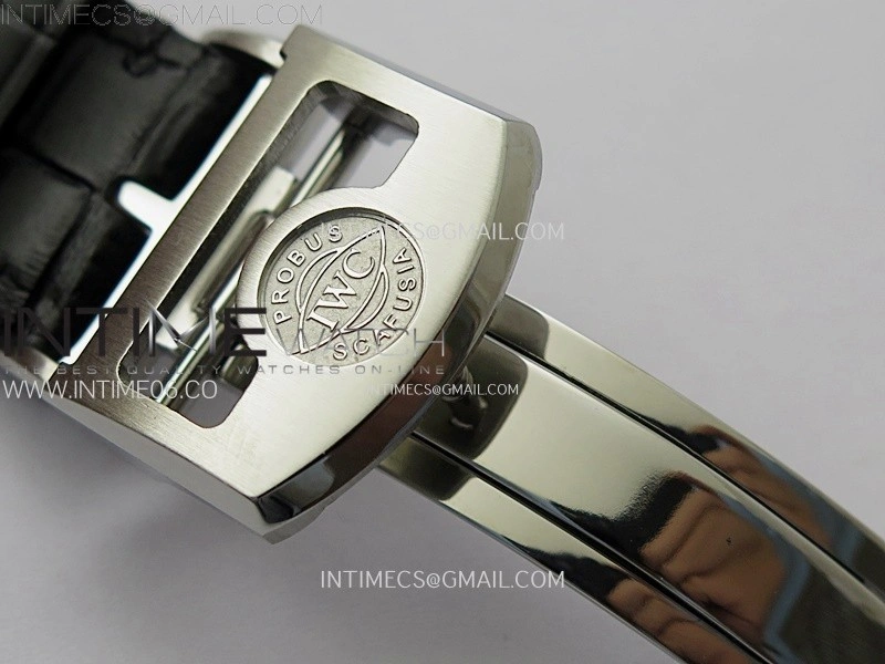 Portuguese Tourbillon SS AXF Blue Dial Sliver Numbers on Black Leather Strap