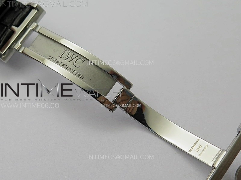 Portuguese Tourbillon SS AXF Blue Dial Sliver Numbers on Black Leather Strap