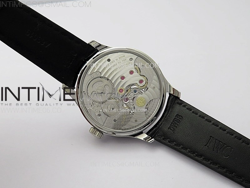 Portuguese Tourbillon SS AXF Blue Dial Sliver Numbers on Black Leather Strap