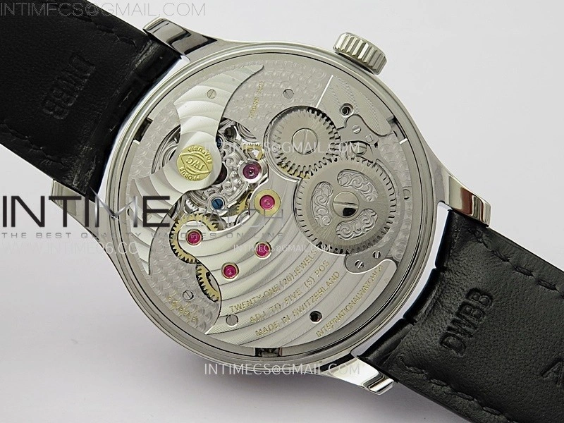 Portuguese Tourbillon SS AXF Blue Dial Sliver Numbers on Black Leather Strap