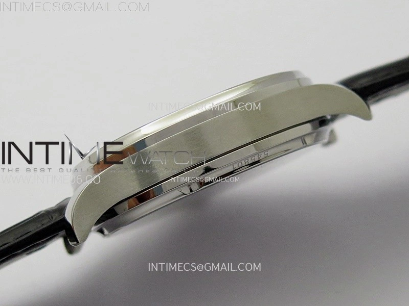 Portuguese Tourbillon SS AXF White Dial Sliver Numbers on Black Leather Strap