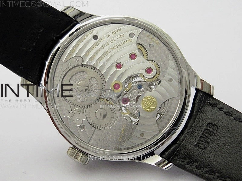 Portuguese Tourbillon SS AXF White Dial Sliver Numbers on Black Leather Strap