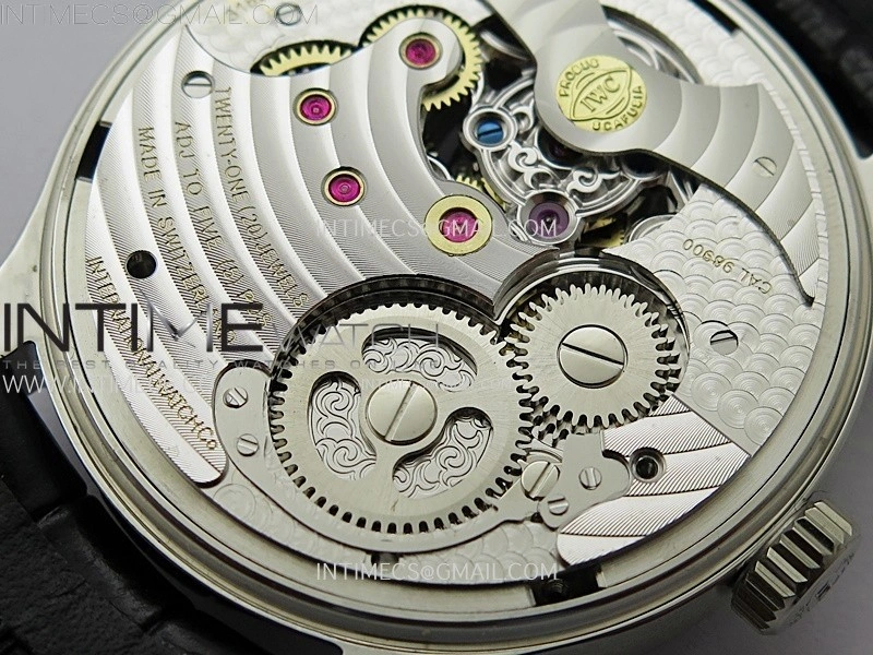 Portuguese Tourbillon SS AXF White Dial Sliver Numbers on Black Leather Strap