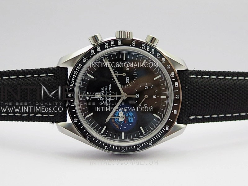 Speedmaster Professional Snoopy SS SMF 1:1 Best Edition Black Dial On Black Nylon Strap A3861