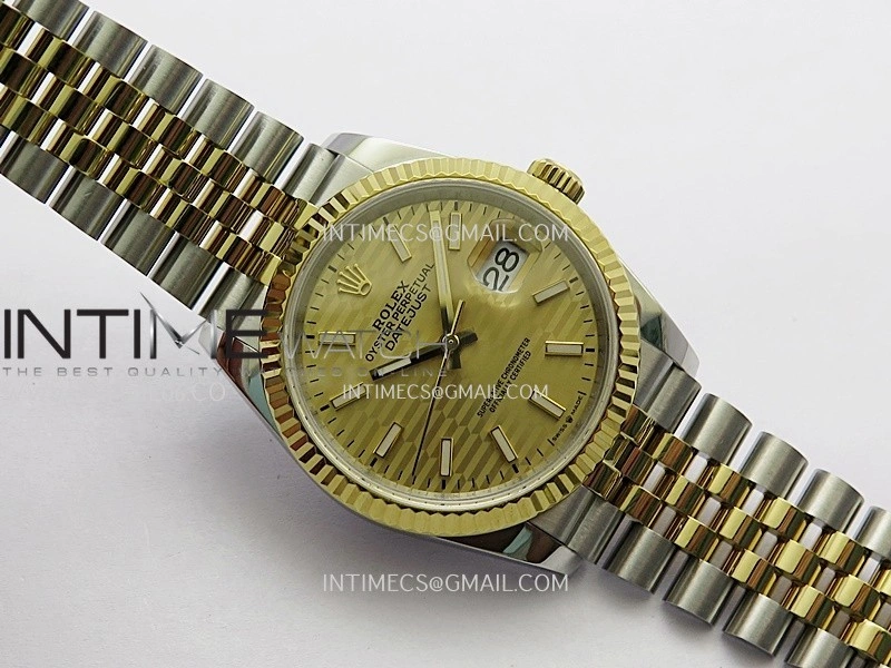 DateJust 36mm 126233 SS YG V2 QF 1:1 Best Edition Gold Fluted Dial Stick Marker On SS YG Jubilee Bracelet SH3235