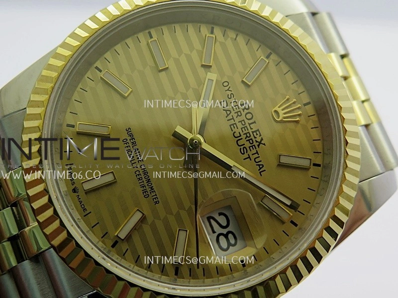 DateJust 36mm 126233 SS YG V2 QF 1:1 Best Edition Gold Fluted Dial Stick Marker On SS YG Jubilee Bracelet SH3235