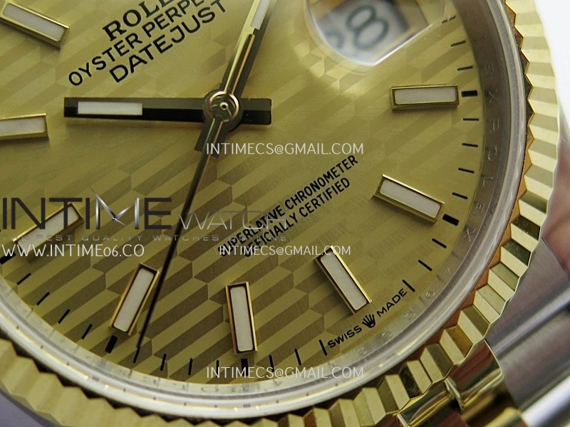 DateJust 36mm 126233 SS YG V2 QF 1:1 Best Edition Gold Fluted Dial Stick Marker On SS YG Jubilee Bracelet SH3235