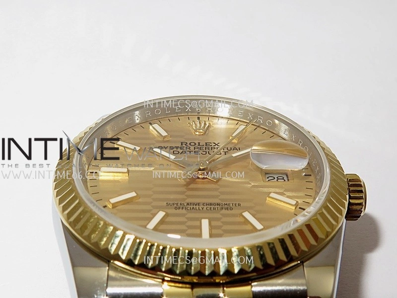 DateJust 36mm 126233 SS YG V2 QF 1:1 Best Edition Gold Fluted Dial Stick Marker On SS YG Jubilee Bracelet SH3235