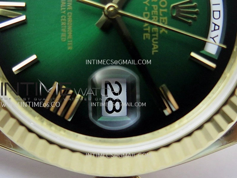 Day Date 228238 40mm Gain Weight QF 1:1 Best Edition Green Ombre Dial Roman Marker On YG President Bracelet SH3255