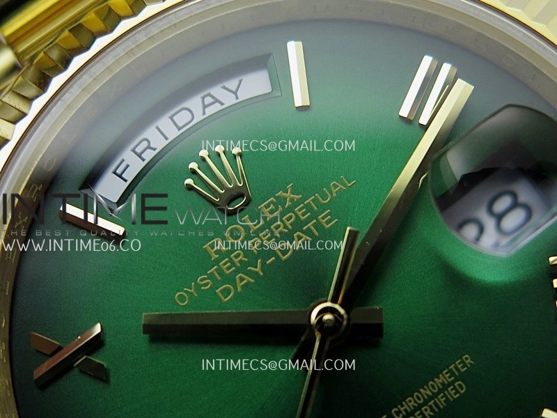 Day Date 228238 40mm Gain Weight QF 1:1 Best Edition Green Ombre Dial Roman Marker On YG President Bracelet SH3255