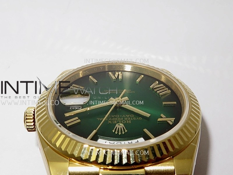 Day Date 228238 40mm Gain Weight QF 1:1 Best Edition Green Ombre Dial Roman Marker On YG President Bracelet SH3255