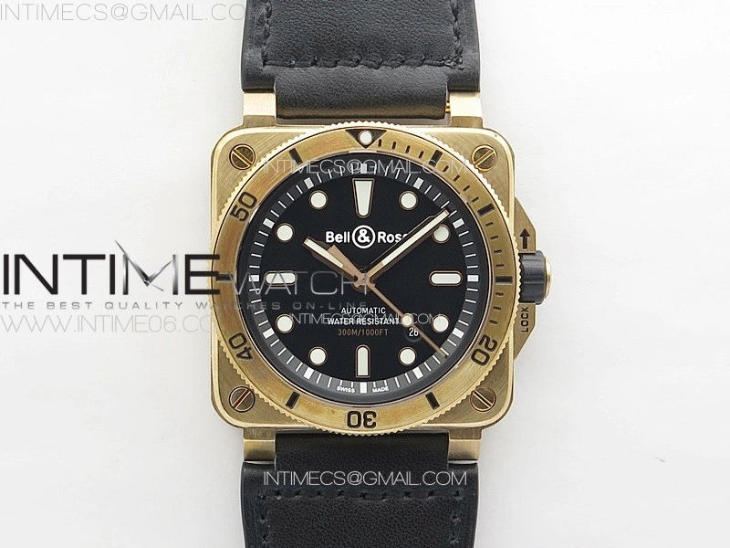BR 03-92 Diver Bronzo B12 1:1 Best Edition Black Dial on Leather Strap MIYOTA 9015