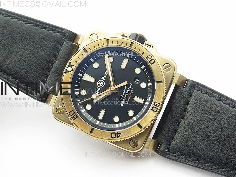 BR 03-92 Diver Bronzo B12 1:1 Best Edition Black Dial on Leather Strap MIYOTA 9015