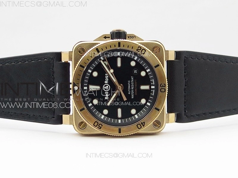 BR 03-92 Diver Bronzo B12 1:1 Best Edition Black Dial on Leather Strap MIYOTA 9015