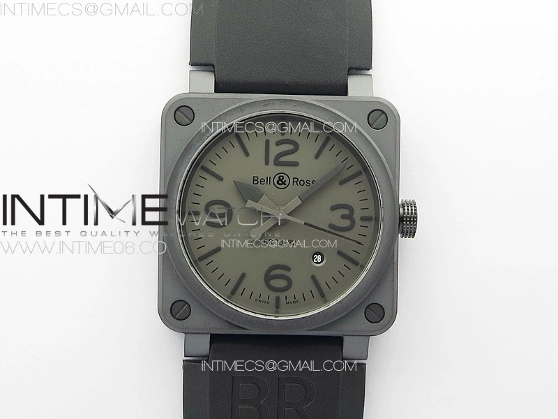 BR 03-92 Real Ceramic 1:1 Best Edition Gray Dial on Black Rubber Strap MIYOTA 9015