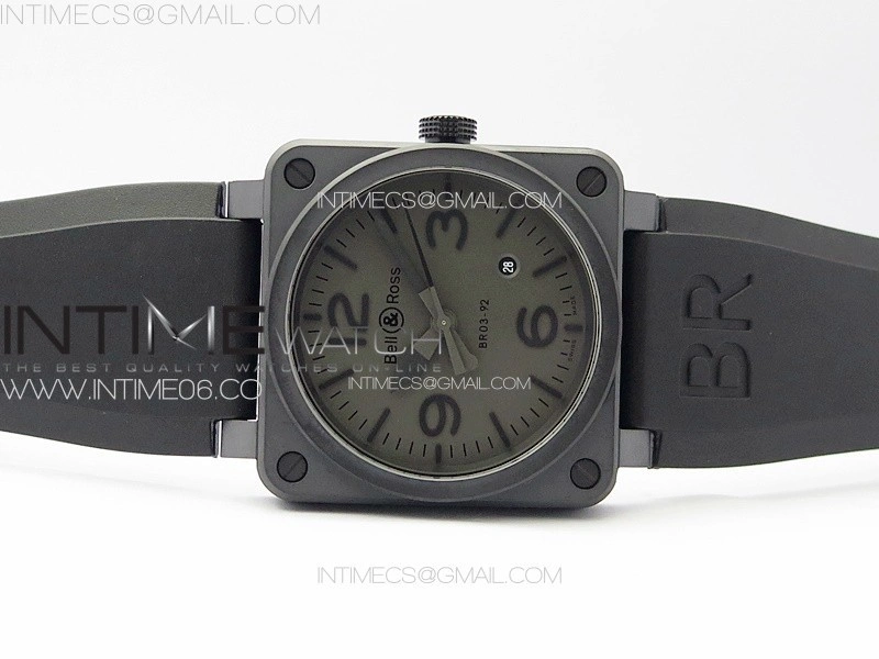 BR 03-92 Real Ceramic 1:1 Best Edition Gray Dial on Black Rubber Strap MIYOTA 9015