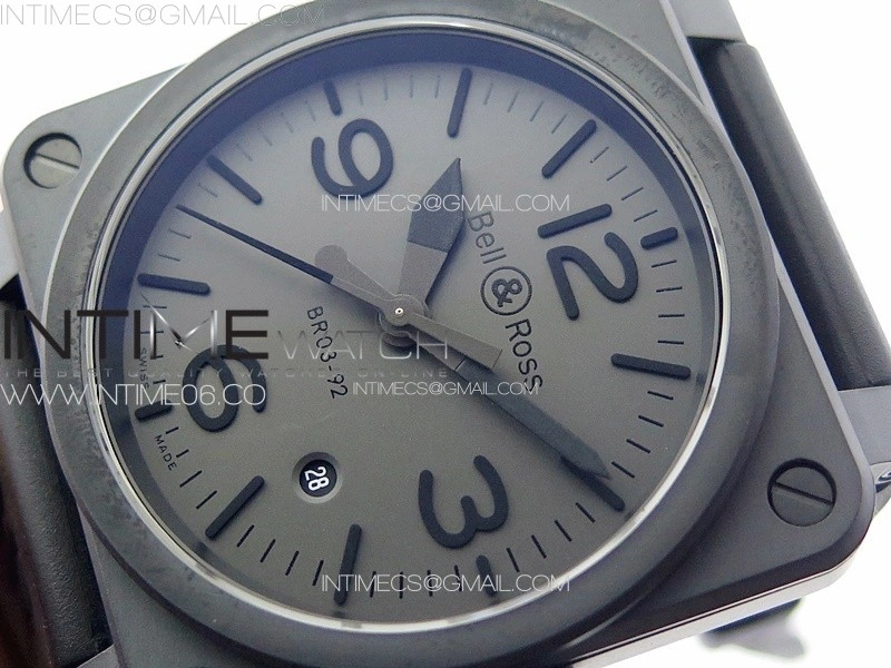 BR 03-92 Real Ceramic 1:1 Best Edition Gray Dial on Black Rubber Strap MIYOTA 9015