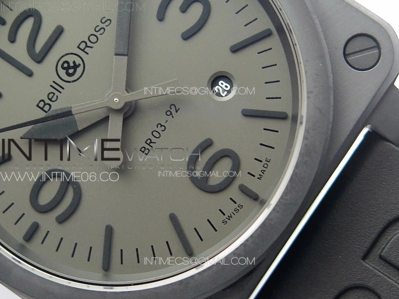 BR 03-92 Real Ceramic 1:1 Best Edition Gray Dial on Black Rubber Strap MIYOTA 9015