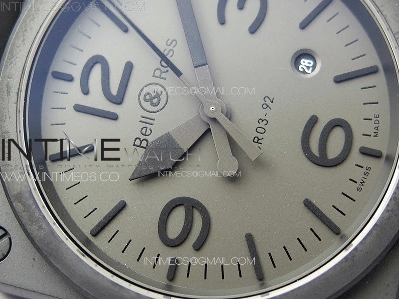 BR 03-92 Real Ceramic 1:1 Best Edition Gray Dial on Black Rubber Strap MIYOTA 9015