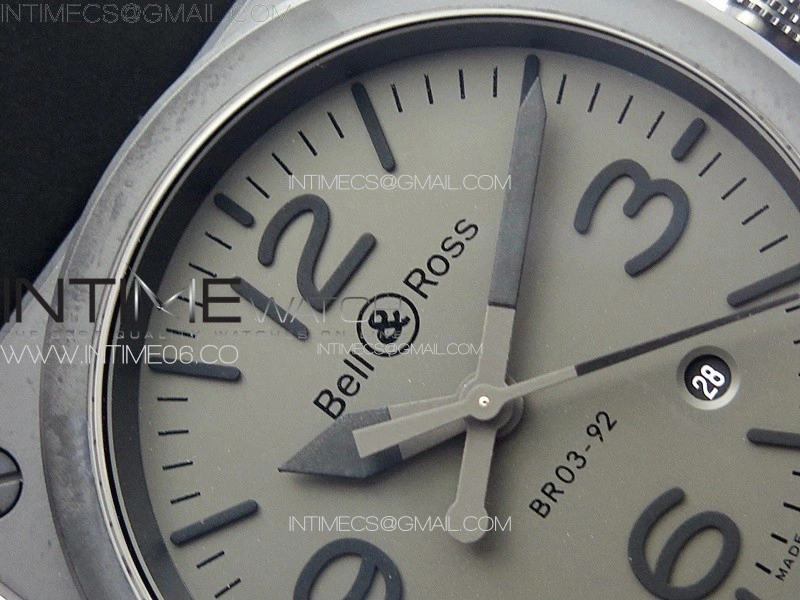 BR 03-92 Real Ceramic 1:1 Best Edition Gray Dial on Black Rubber Strap MIYOTA 9015