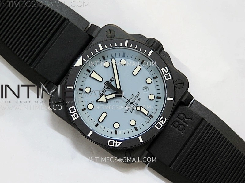 Instruments BR03A Ceramic M+F 1:1 Best Edition Pale Blue Lumed Dial on Rubber Strap MIYOTA 9015