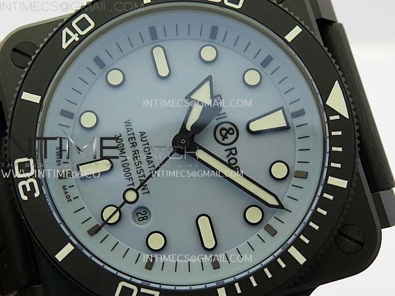 Instruments BR03A Ceramic M+F 1:1 Best Edition Pale Blue Lumed Dial on Rubber Strap MIYOTA 9015