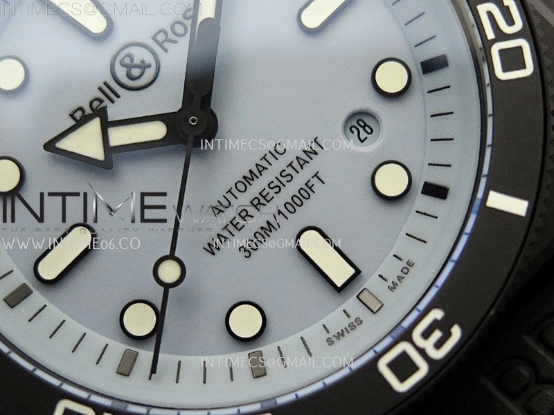 Instruments BR03A Ceramic M+F 1:1 Best Edition Pale Blue Lumed Dial on Rubber Strap MIYOTA 9015