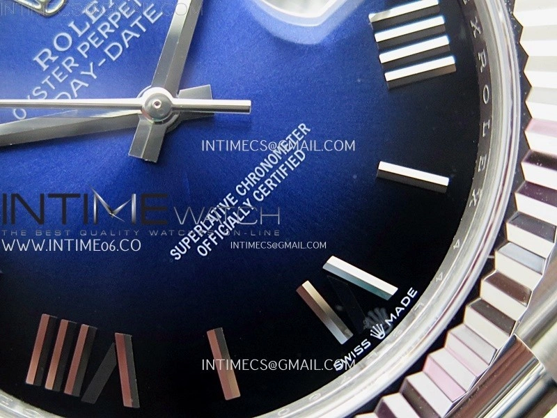 Day Date 228236 40mm 904L SS 1:1 AR+F Best Edition Blue Gradient Dial Roman Markers on SS President Bracelet SA3255