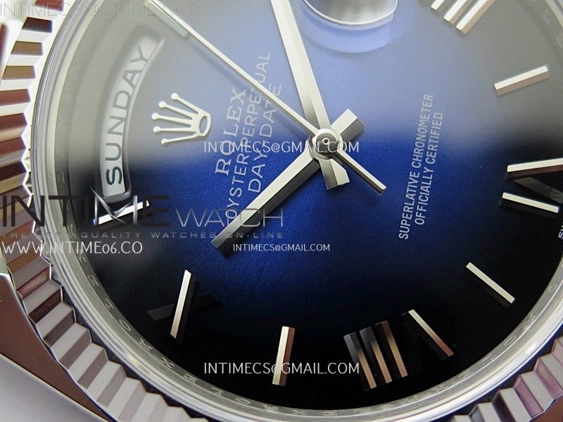 Day Date 228236 40mm 904L SS 1:1 AR+F Best Edition Blue Gradient Dial Roman Markers on SS President Bracelet SA3255