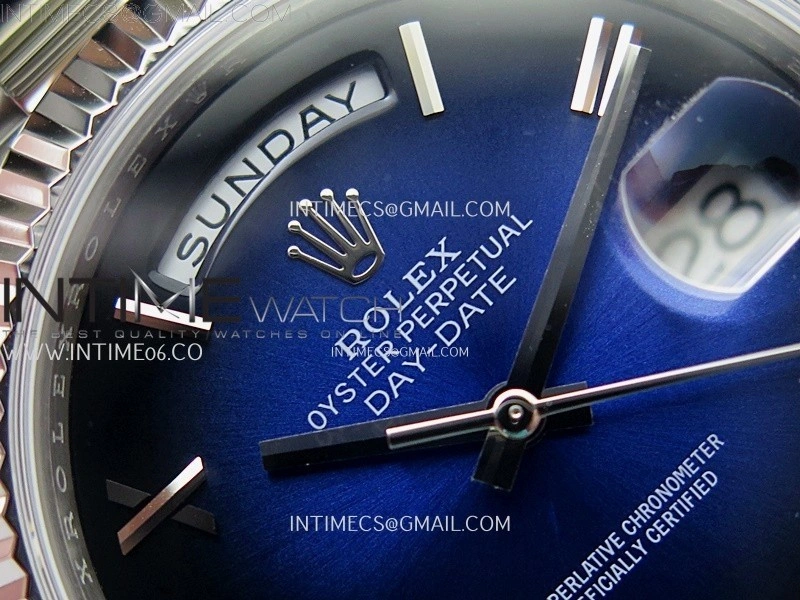 Day Date 228236 40mm 904L SS 1:1 AR+F Best Edition Blue Gradient Dial Roman Markers on SS President Bracelet SA3255