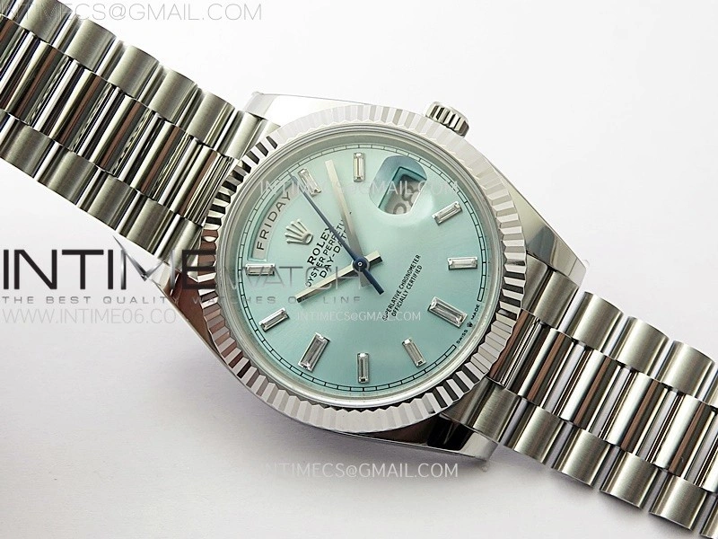 Day Date 228236 40mm 904L SS 1:1 AR+F Best Edition Ice Blue Dial T Diamonds Markers on SS President Bracelet SA3255