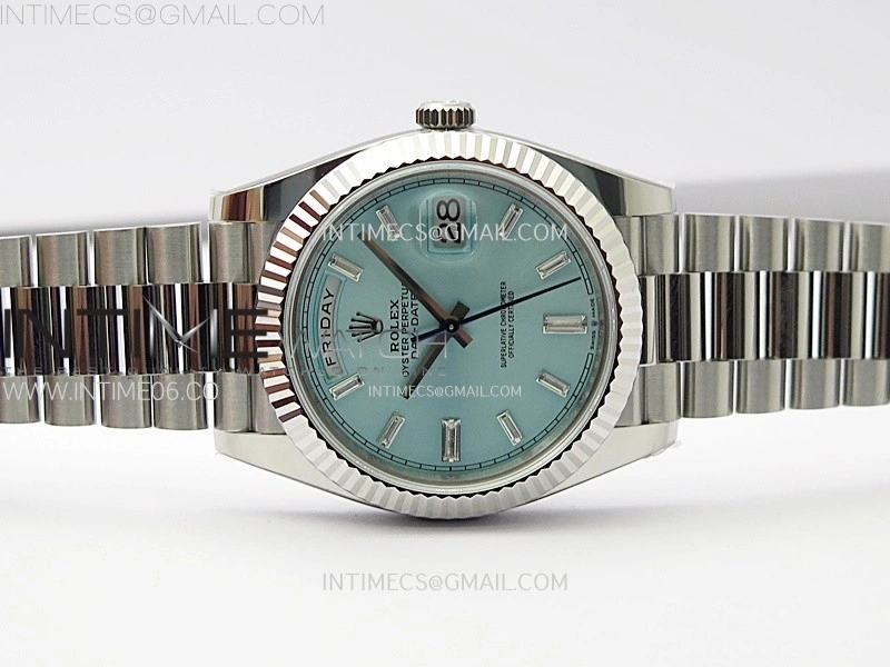 Day Date 228236 40mm 904L SS 1:1 AR+F Best Edition Ice Blue Dial T Diamonds Markers on SS President Bracelet SA3255