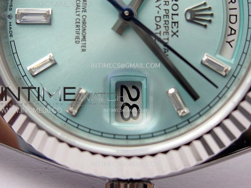 Day Date 228236 40mm 904L SS 1:1 AR+F Best Edition Ice Blue Dial T Diamonds Markers on SS President Bracelet SA3255