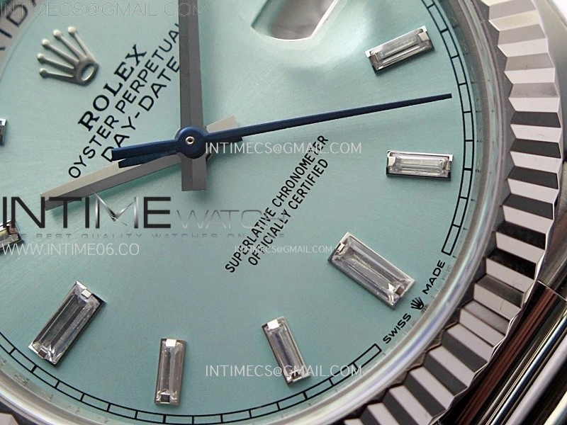 Day Date 228236 40mm 904L SS 1:1 AR+F Best Edition Ice Blue Dial T Diamonds Markers on SS President Bracelet SA3255