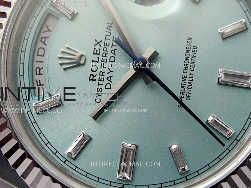 Day Date 228236 40mm 904L SS 1:1 AR+F Best Edition Ice Blue Dial T Diamonds Markers on SS President Bracelet SA3255