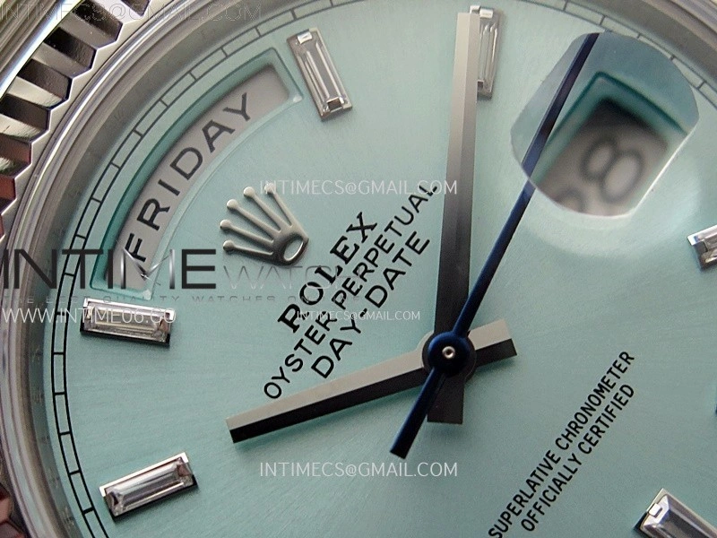 Day Date 228236 40mm 904L SS 1:1 AR+F Best Edition Ice Blue Dial T Diamonds Markers on SS President Bracelet SA3255