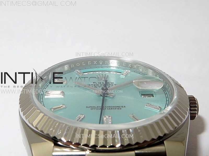 Day Date 228236 40mm 904L SS 1:1 AR+F Best Edition Ice Blue Dial T Diamonds Markers on SS President Bracelet SA3255